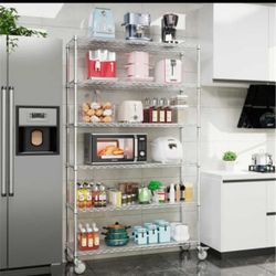  Brand New~ 6 Tier NSF Wire Shelf Shelving Unit, 20 x 48 x 84.5 Inch 6000lbs Capacity Heavy Duty Adjustable Storage Metal Rack with Wheels
