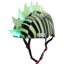 Krash Dazzle Green Mohawk Helmet With LED Lights Youth 8+ (54-58 Cm)