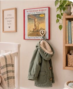 Upcycled Velveteen Rabbit Book Wall Hanger | Whimsical Nursery Decor & Kids Coat Hook