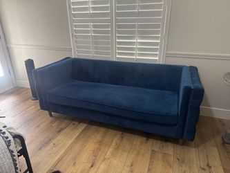 Nice blue, luxurious couch
