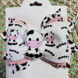 Cute Cow Hairbow 🎀