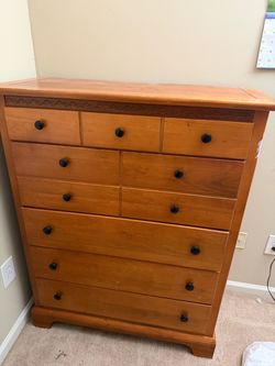 Solid Wood Tallboy dresser – $30