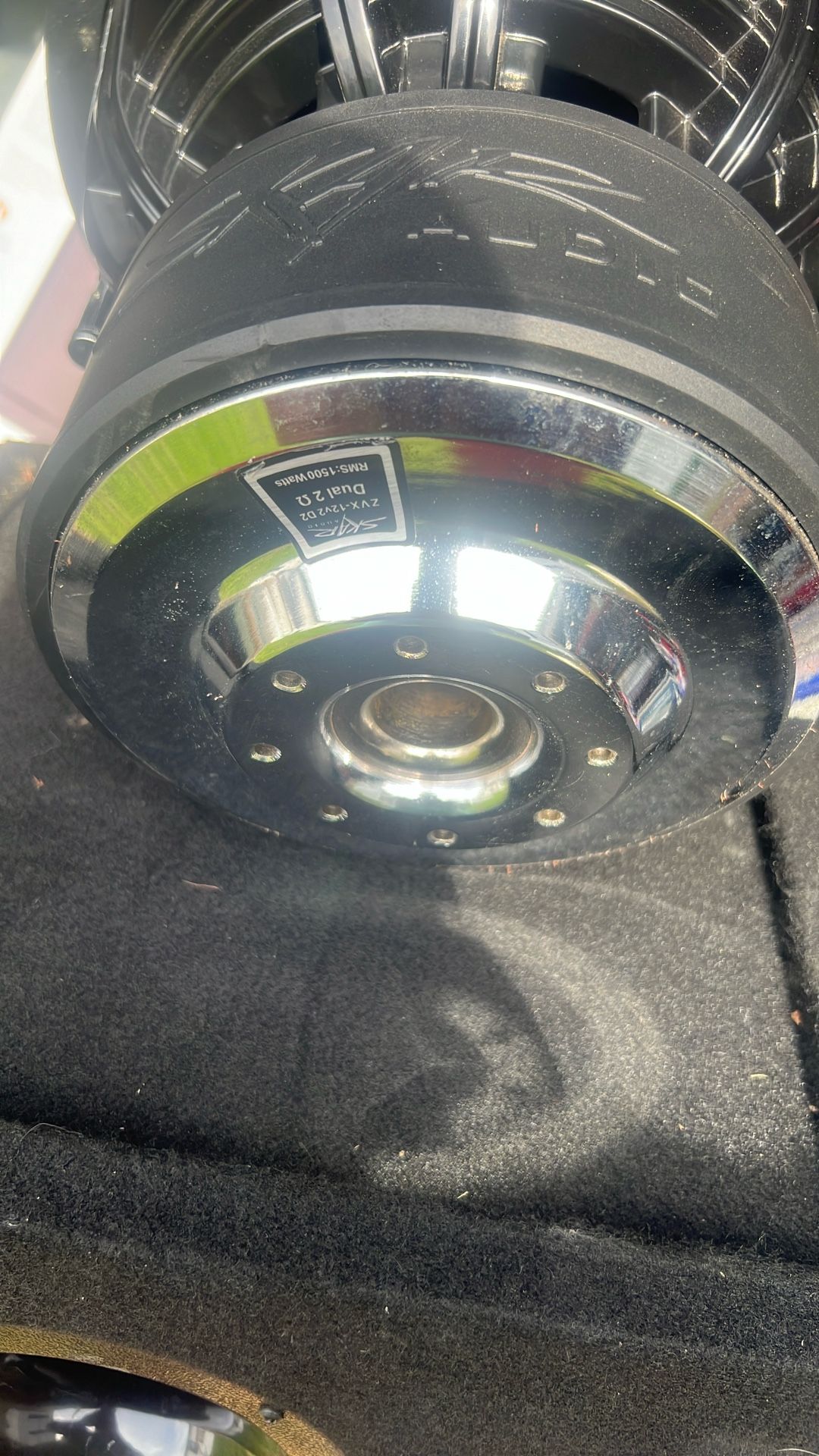 A 12-inch Scar subwoofer with enclosure
