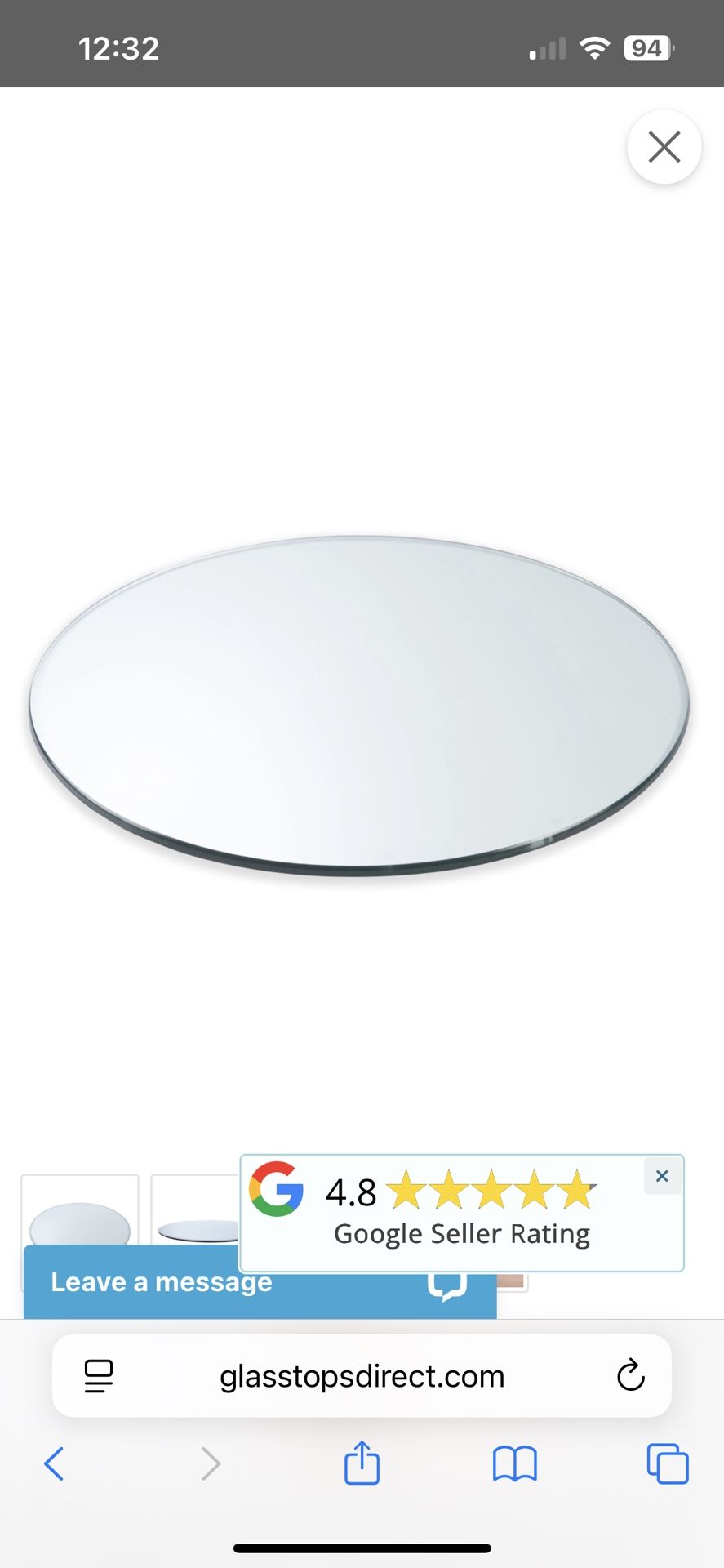 48” Round Tempered Glass Top