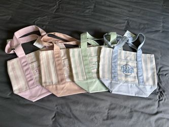 Trader Joe’s small striped canvas tote set  $40 obo  Brand new, unused, with tags