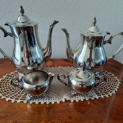 Silver Plated Coffee And Tea Set With Sugar And Creamer