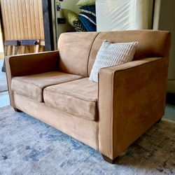 Tan Microsuede Montana Loveseat Sofa — Unused/Open Box