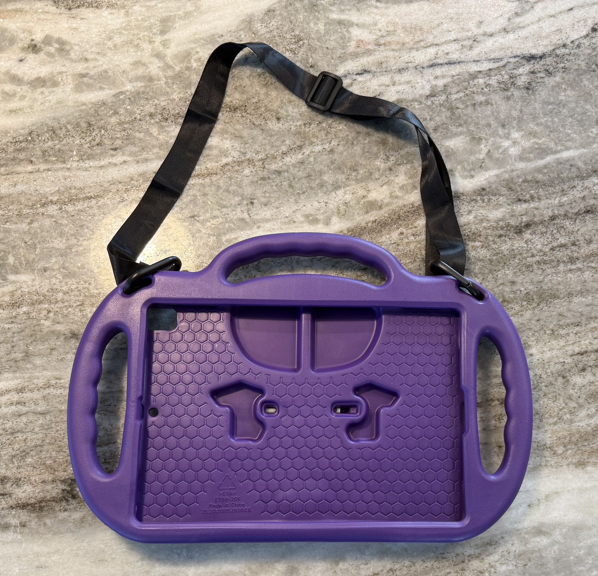 Kid-Proof iPad Case with Handle, Stand & Shoulder Strap – Purple