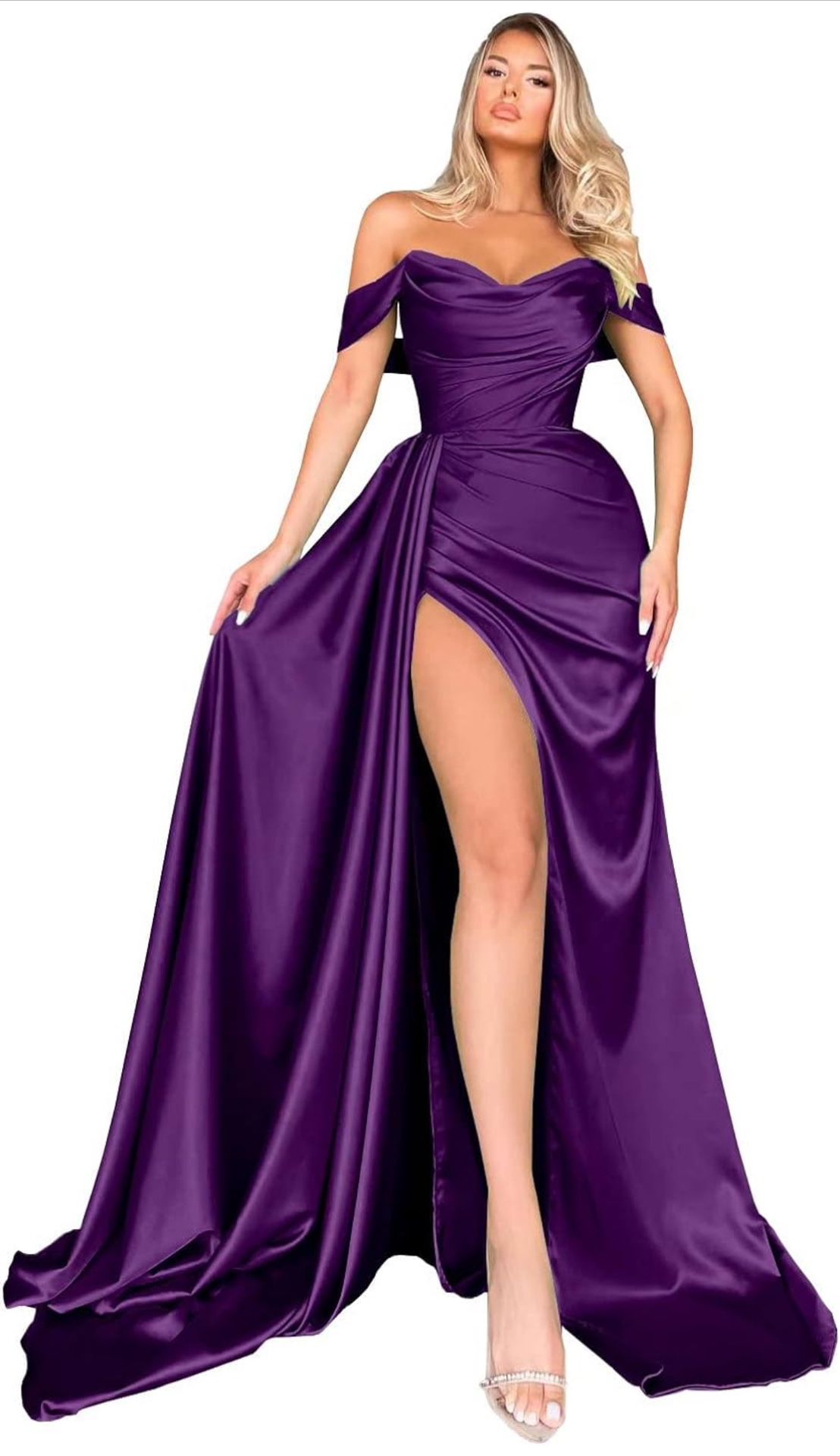 Purple Satin Prom Dress 