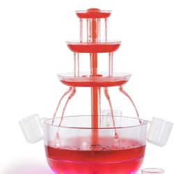 Brand New Drink Fountain for Parties - 3 Tier Punch Bowl Drink Tower, LED Base, 4 Reusable Cups - Drink Dispenser Machine for, Juice, Punch, Pani Puri