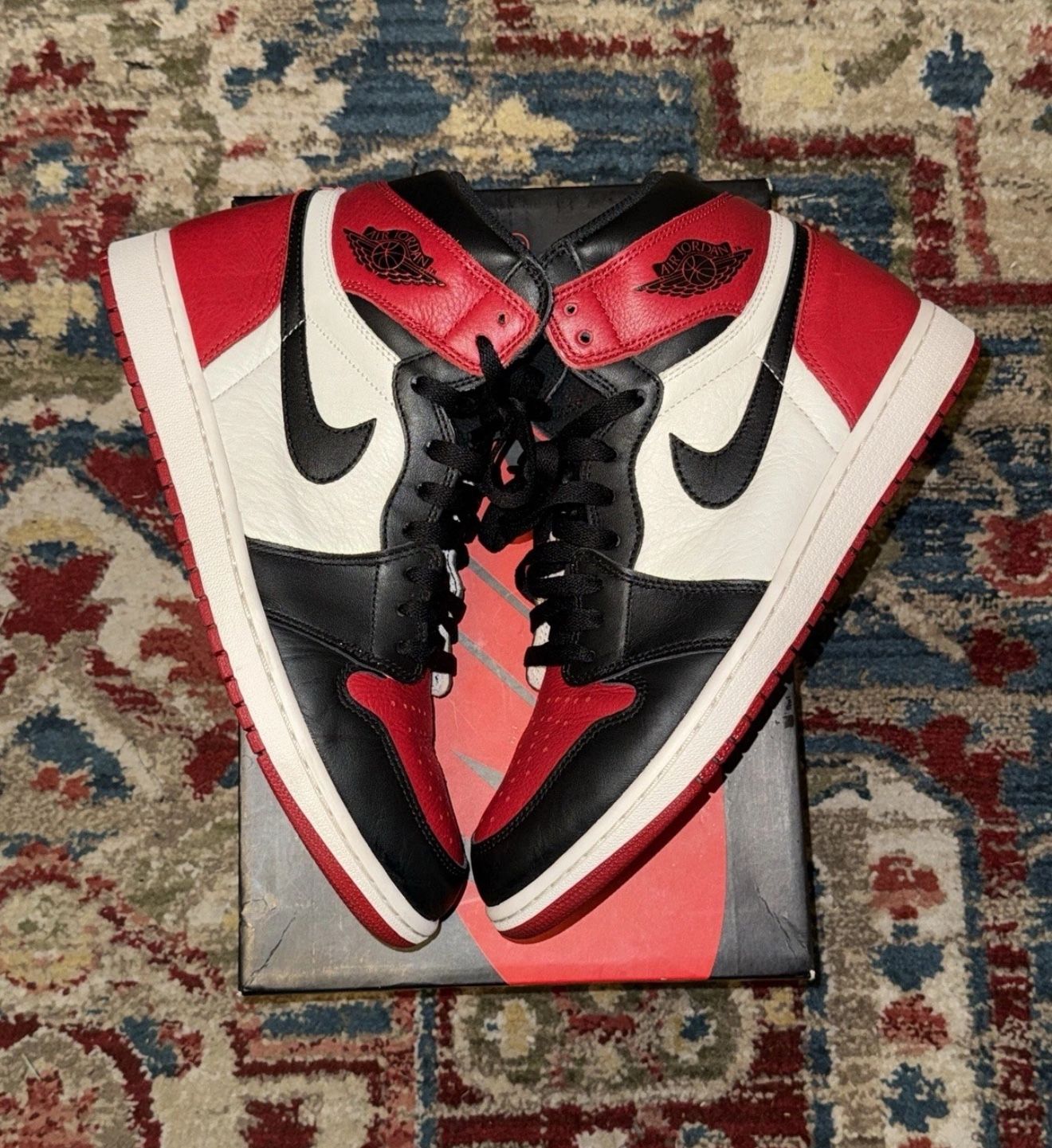 Men Size 11.5 Jordan 1 Bred Toe 