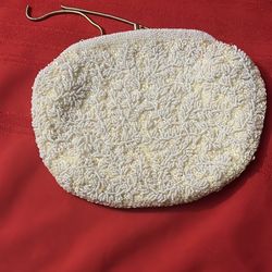 $17 Small Ivory Clutch Hand Beaded