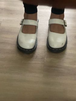 Dr. Martens White Leather Mary Jane Shoes