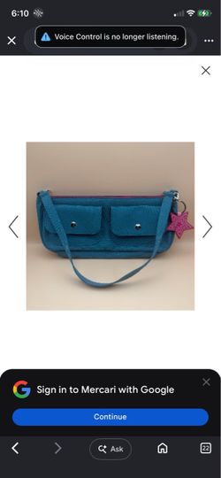 Victorias Secrete Teal Blue Canvas Shoulder Bag with star charm 12”x5”x3”. Up to $25 NOW $10