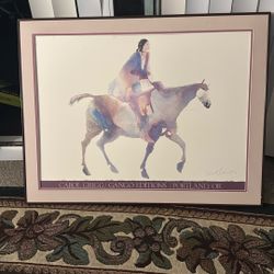 Carol Grigg Native American Watercolor Women On Horse 