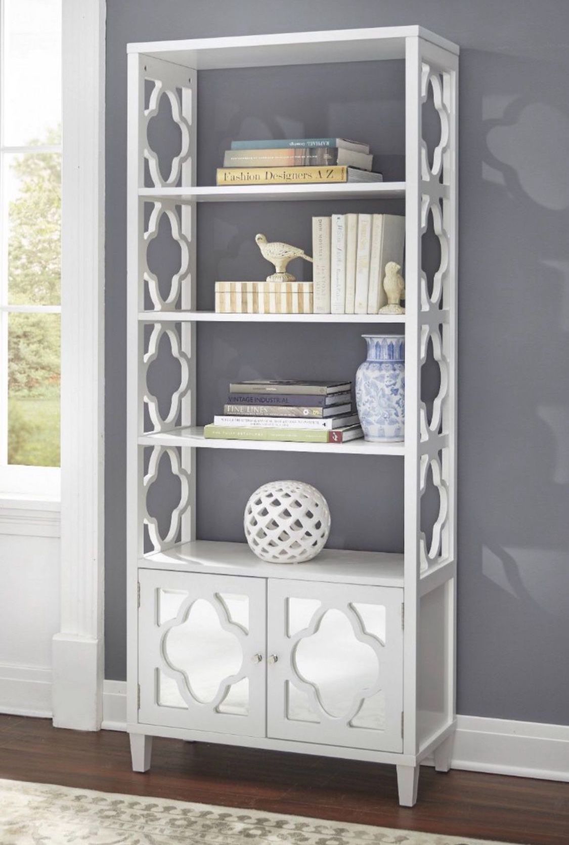 New Tall 72” White Decorative Bookcase Storage 