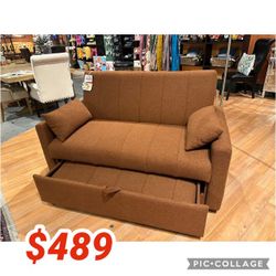 Boucle Upholstered Sleeper Sofa Bed Copper 59.75"W X 34"D X 36.50"H