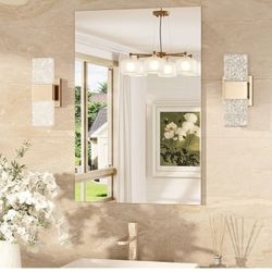 0183: New 20x30 Frameless Bathroom Vanity Mirrors for Over Sink, Modern Rectangle Bathroom Mirrors for Wall with Polished Edge Shatterproof Decorative