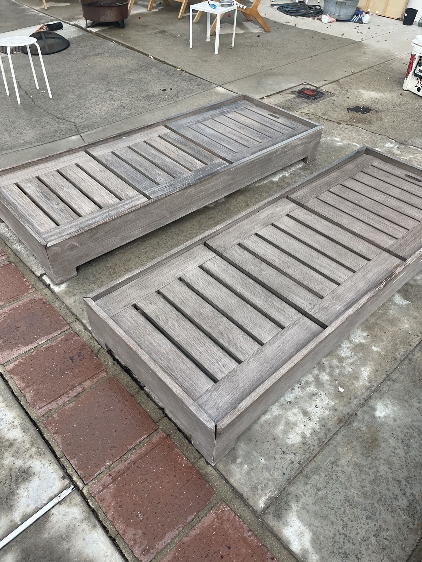 2 Restoration Hardware Outdoor Teak Chaise Loungers