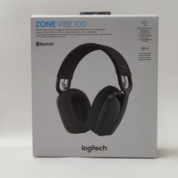 New Logitech Zone Vibe 100 Bluetooth Over Ear Headphones with Noise-Cancelling Microphone Black 981-001256