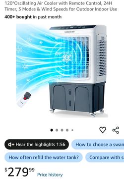 New VAGKRI VA-EC03 is a 3-in-1 portable evaporative air cooler (swamp cooler)fan, humidifier, and cooler. 9.2 to 12-gallon water capacity, 2200 cfm