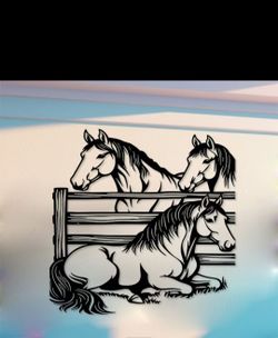 Horses Metal Wall Art 16 × 16 inches