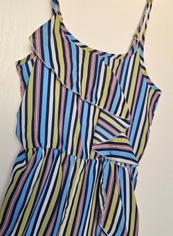 Striped Ruffle Jumpsuit with Wide Legs