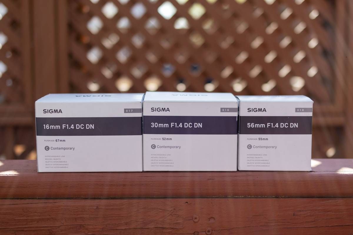 Sigma Sony E Mount (3) Prime Lens Set 16mm, 30mm, 56mm F1.4 New