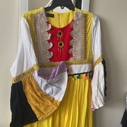 Yellow Butterfly Afghan Dress 