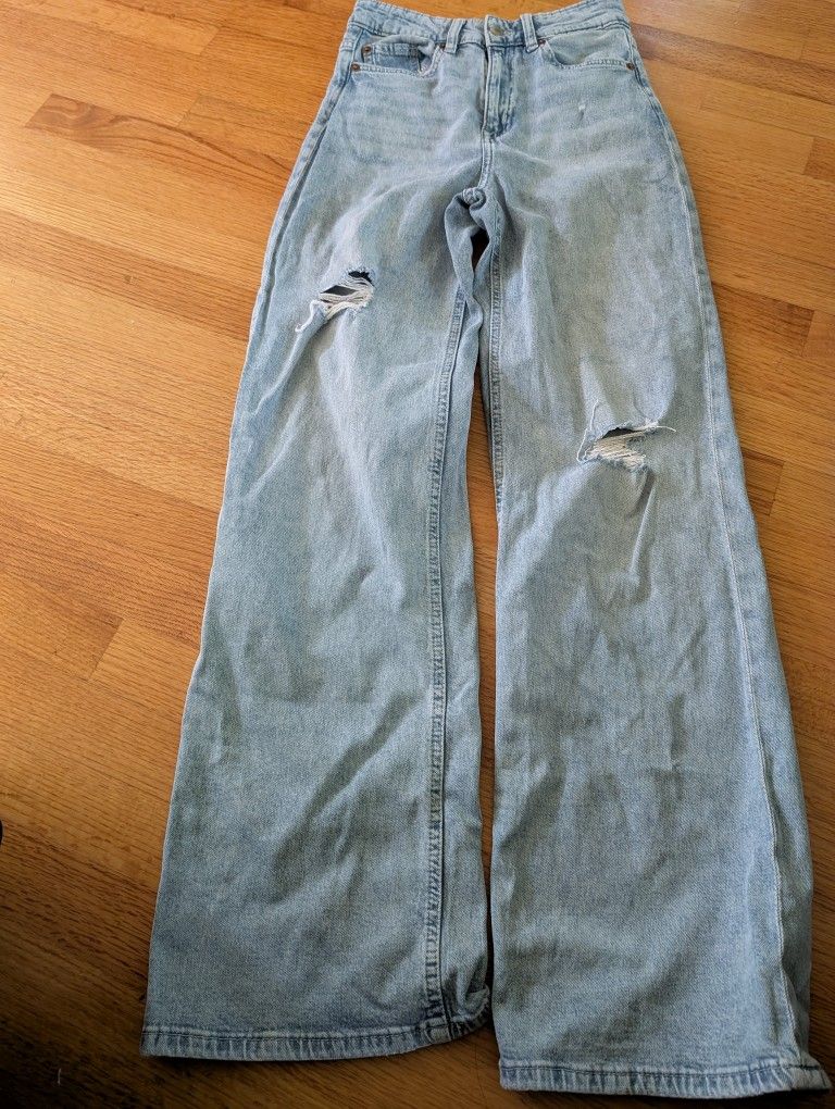 H&M Women's Blue Jeans Wide Leg Size 2