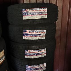 SET OF FOUR NEW TIRES 225/70/16 AMERICAN ROADSTAR INCLUDING MOUNT AND BALANCE, ASK ME FOR SIZES AND BRANDS 