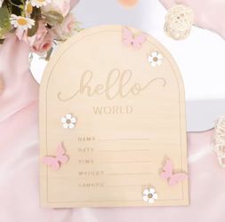 Baby Girl Wooden Announcement Sign