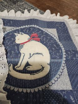 Cross Stitched and Qulited Cat Pillow Covers