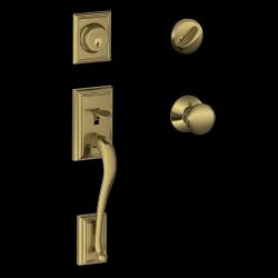 SCHLAGE Lock Handleset and Plymouth Knob, Antique Brass