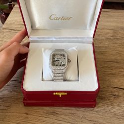 Cartier Santos Skeleton Moissanite 