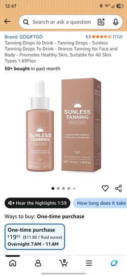 UV sunless tanning drinkable drops