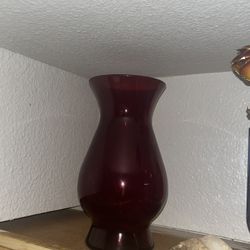 Big Pretty Red Glass Vase 