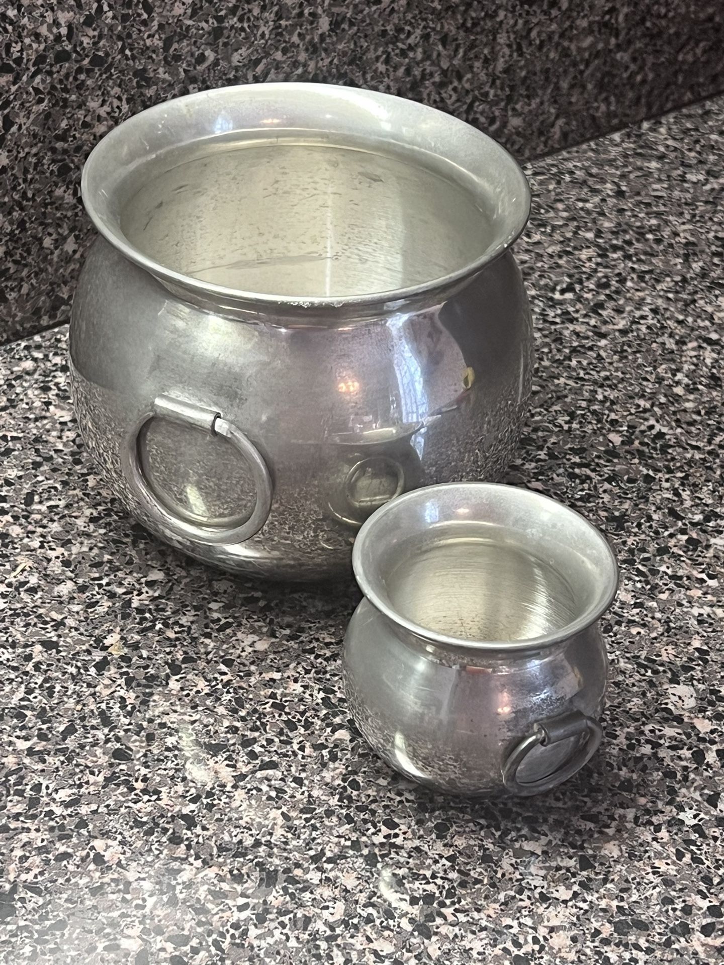 Bolivian Pewter Antique Pots