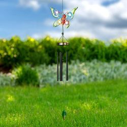NEW-37"H, Beautiful Butterfly Solar - Metal Wind Chime