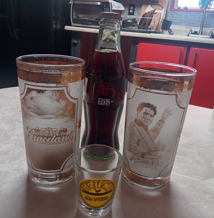 Elvis Glasses Coke Bottle Sun Records Shot Glass 
