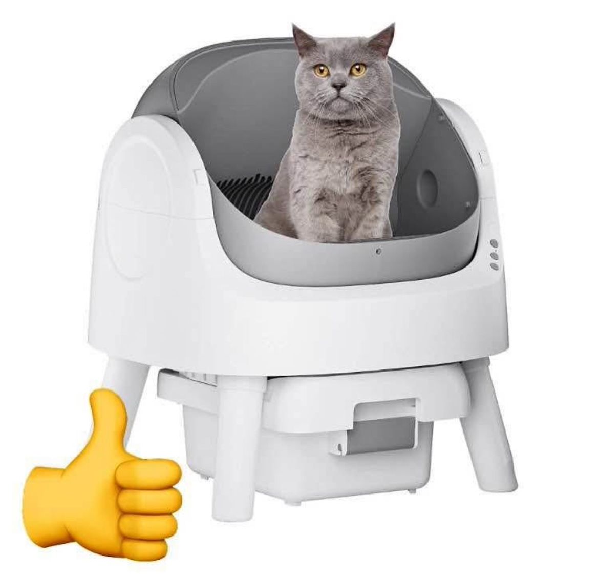 Like New Self Cleaning Litter Box, Automatic Open Top Cat Litter Box White