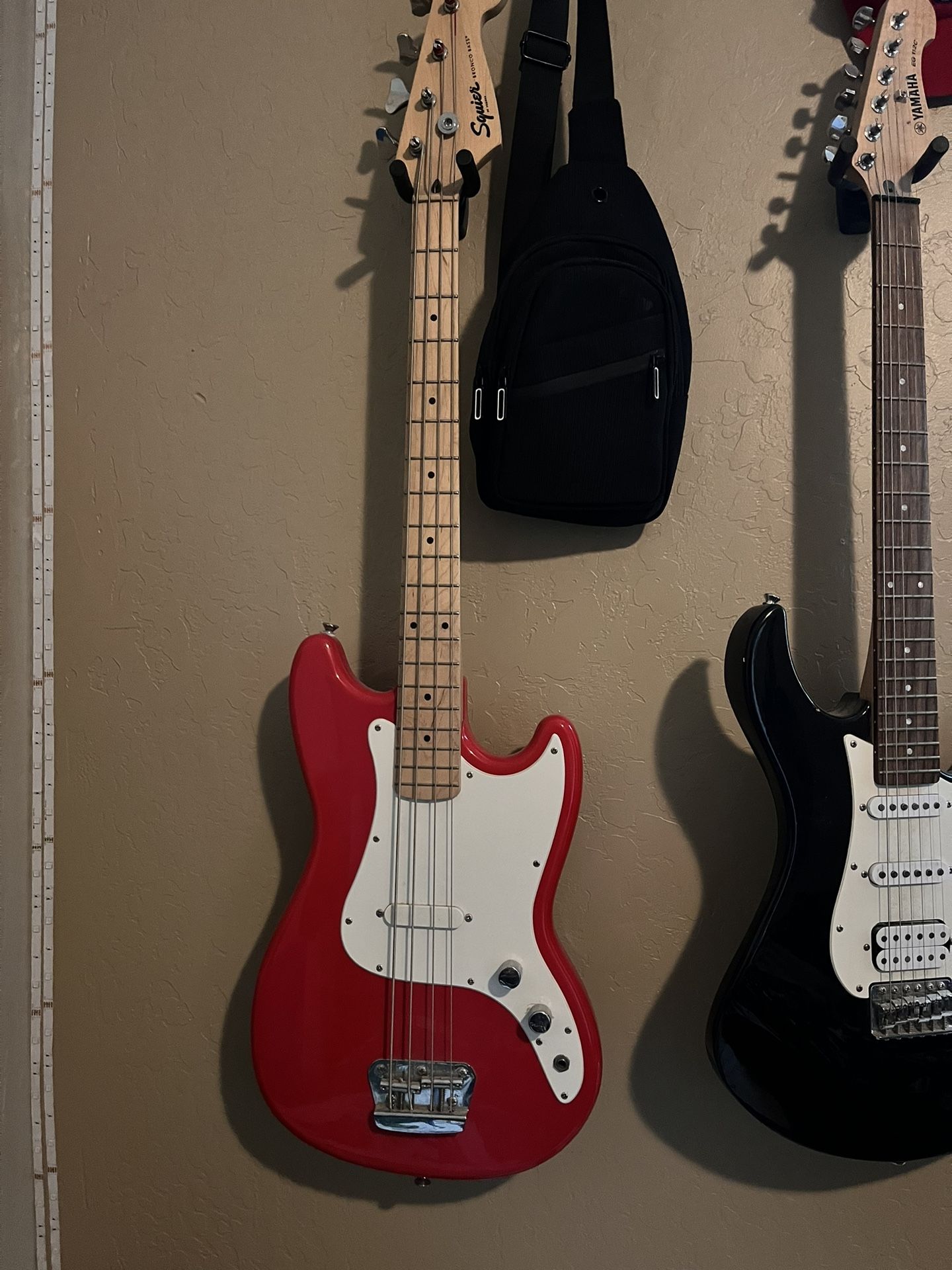 Cherry Red Squire Bass Guitar 