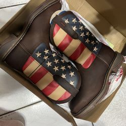 New Durango Steel Toe 10M  Cowboy Rebel American Flag Boots