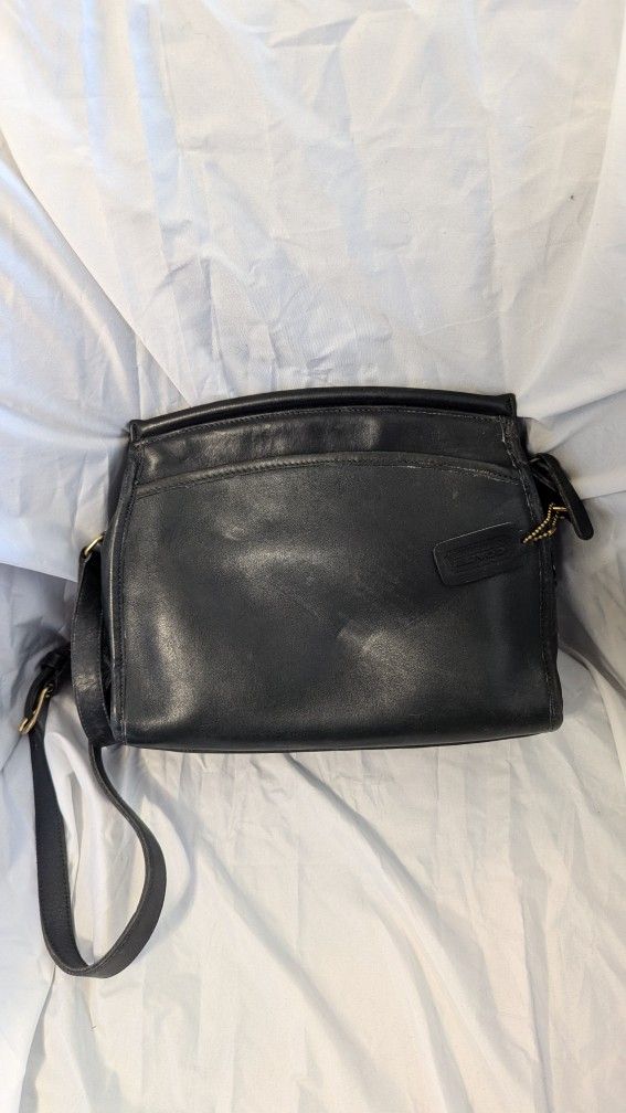 Rare Vintage 1990 Coach Carlyle Bag Black Leather Style #9854