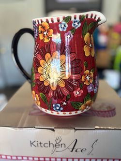 Kitchen Ace Floral Ceramic Pitcher