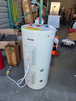 30 Gallon Electric Tank Water Heater, 5000W Point-of-Use Hot Water Heater with LED Display, Knob Control, Top Outlet, 240V with T&P Valve for Large Fa