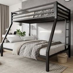 New - Twin Over Full Size Metal Bunk Bed With Removable Ladder 