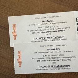 2 Boletos Banda MS 