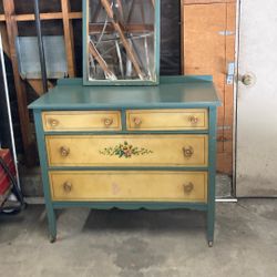 Vintage painted green dresser