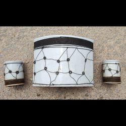 Ceramic Metal Wire Wrapped Pot & Candle Holders